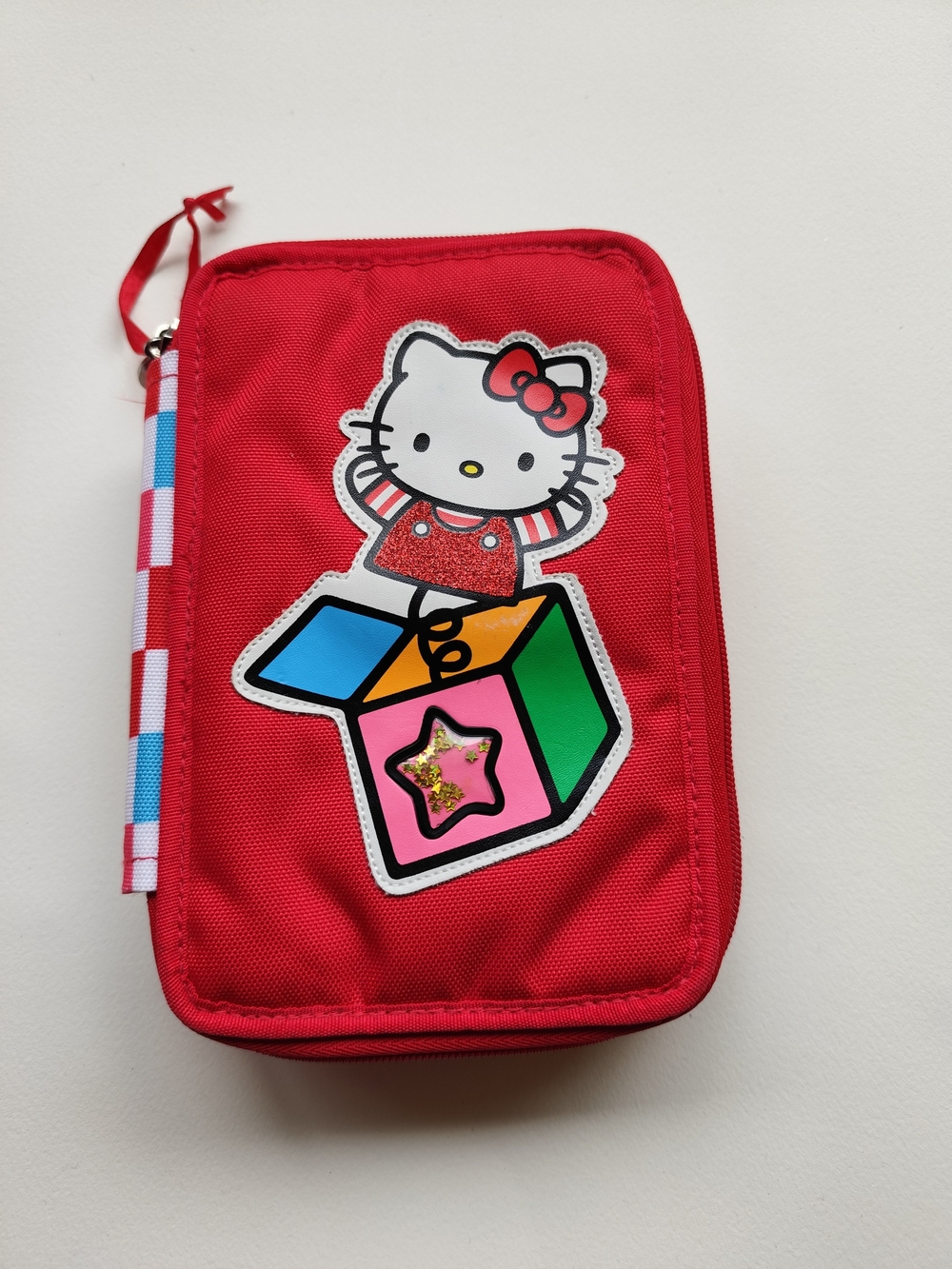 Hello Kitty Red Checkered Zipper Pouch Sanrio Licensed